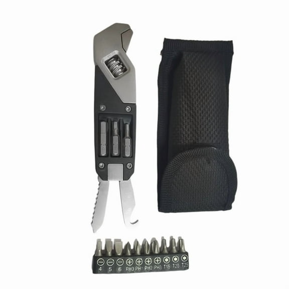 Adjustable Multitool, Adjustable Wrench with Screwdriver Bits, Stainless Steel Multitool Tool, with Replacement Tips