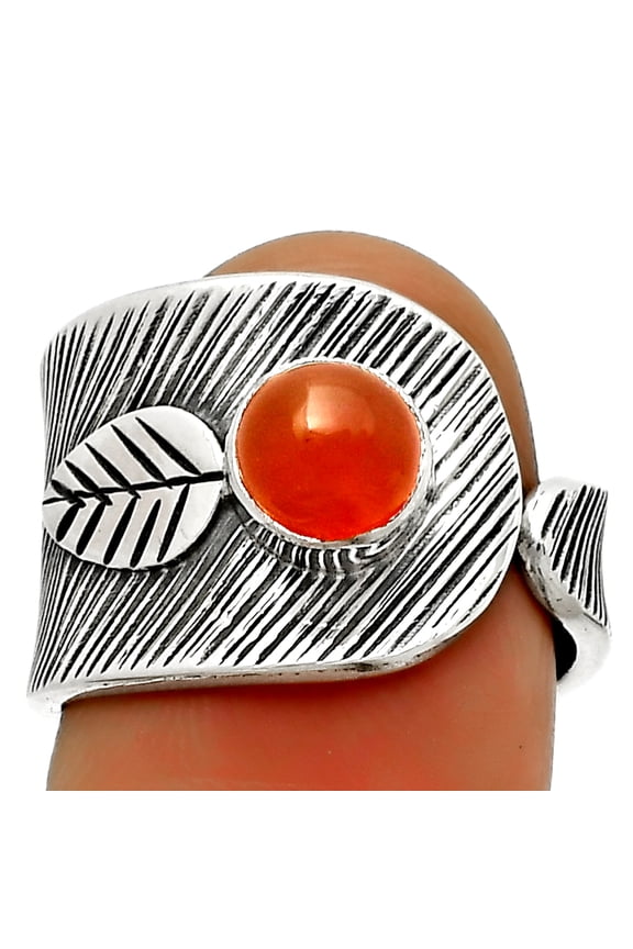 Adjustable - Natural Carnelian 925 Sterling Silver Ring s.6.5 Jewelry R-1319 SDR170095
