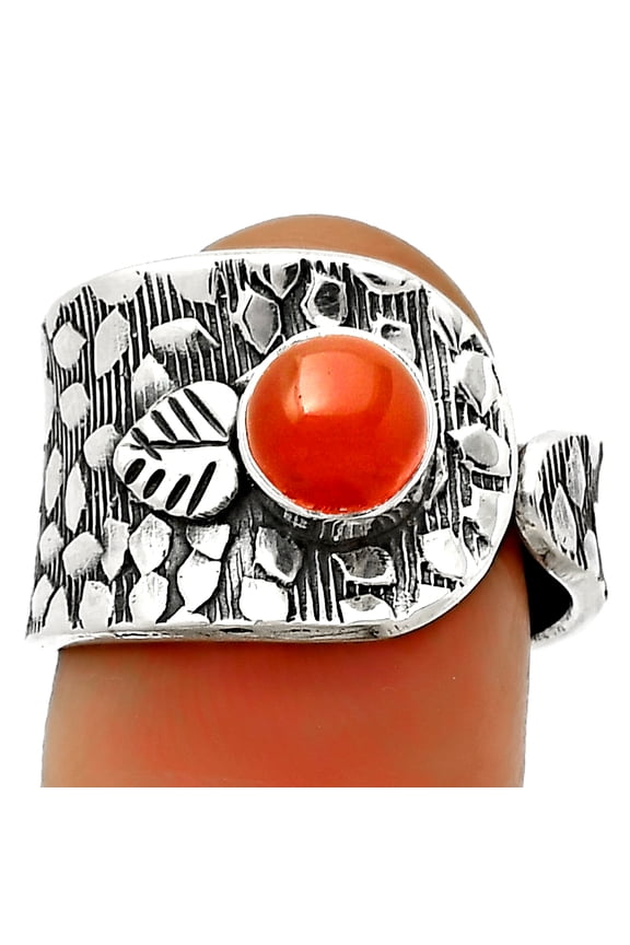Adjustable - Natural Carnelian 925 Sterling Silver Ring s.7.5 Jewelry R-1319 SDR169880