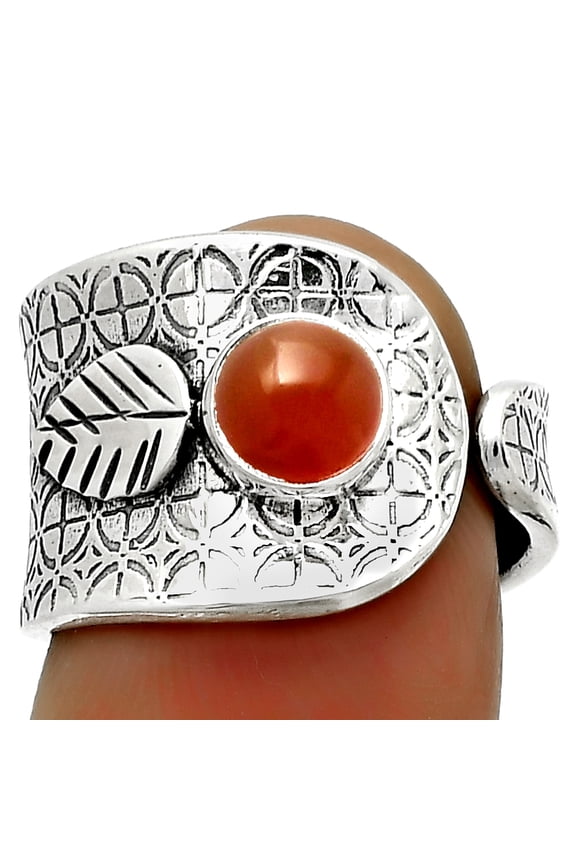 Adjustable - Natural Carnelian 925 Sterling Silver Ring s.7.5 Jewelry R-1319 SDR170257