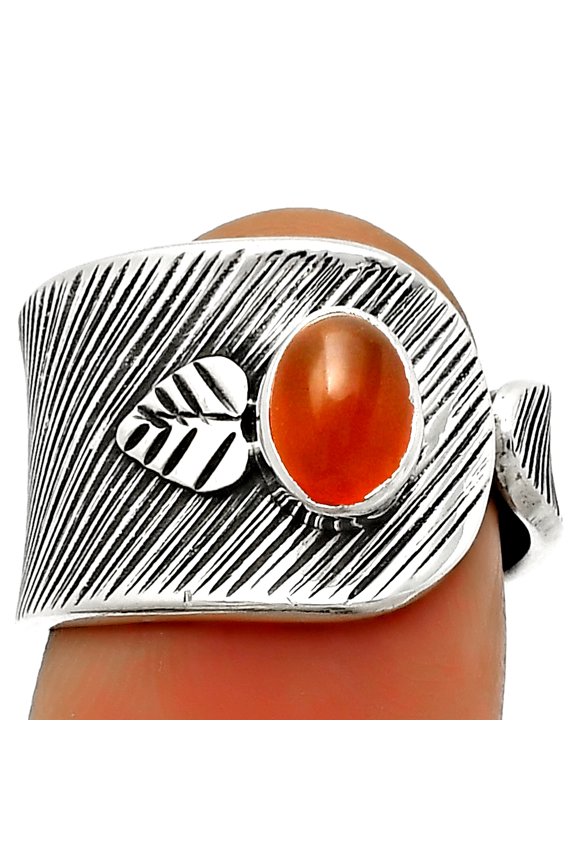 Adjustable - Natural Carnelian 925 Sterling Silver Ring s.8 Jewelry R-1319 SDR170086