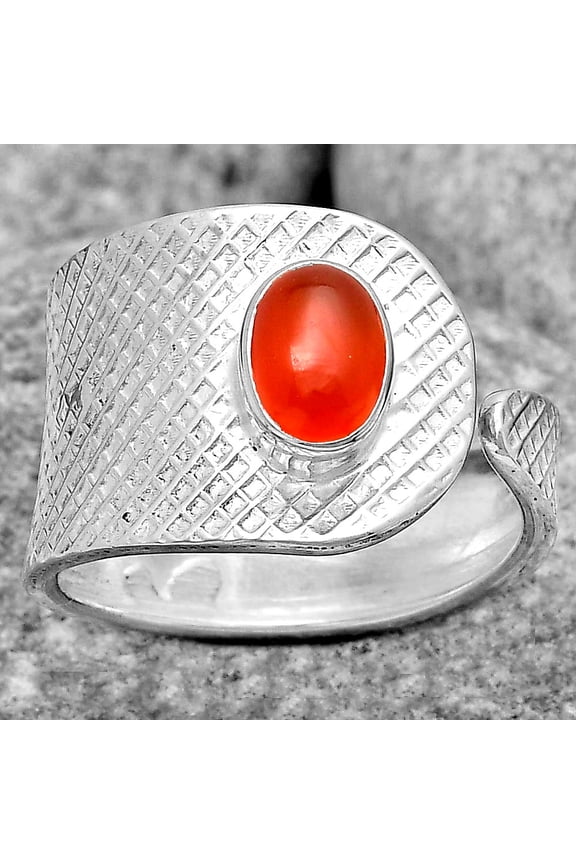 Adjustable - Natural Carnelian 925 Sterling Silver Ring s.8 Jewelry R-1319 SDR187201