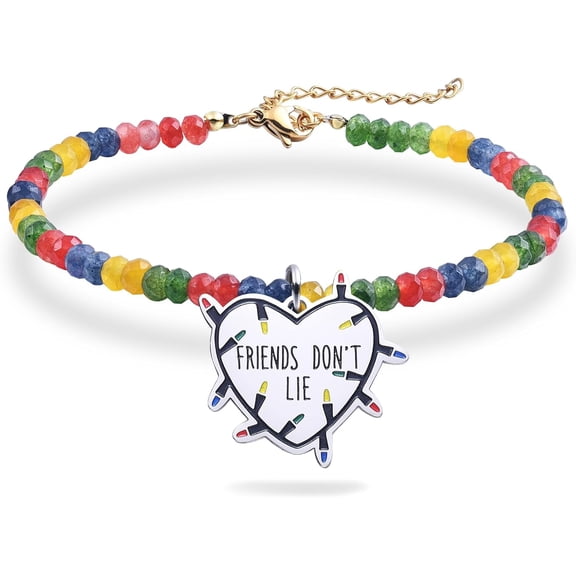 Adjustable Natural Stone Bead Friendship Bracelets-“Friends Don't Lie” , Birthday Gifts for Best Friend