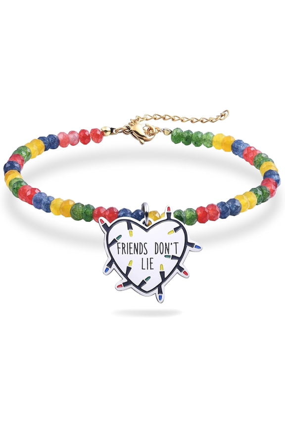 Adjustable Natural Stone Bead Friendship Bracelets-“Friends Don't Lie” , Birthday Gifts for Best Friend