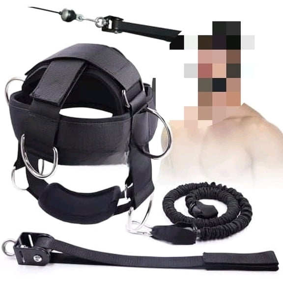 Adjustable Neck Harness with Pulley System & Resistance Bands Multi-Directional Neck Weight Lifting Training for Strength, Stability & Posture Padded Head Strap for Athletes & Fitness