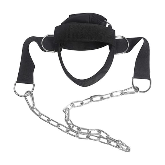 Adjustable Neck Harness For Strength Training With Steel Chain, Triple Strap Head Harness For Weightlifting, Boxing, Wrestling & Posture Support,black