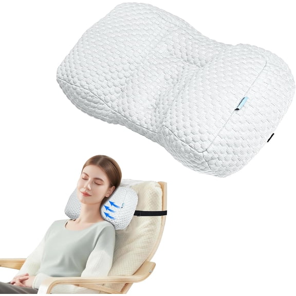 Adjustable Neck Pillow for Recliner, Headrest Pillow for Chair & Couch Support - Ergonomic Design Cushion with 2 Adjustable Strap, Recliner Head Pillow for Office, Home, Traveling (Grey)