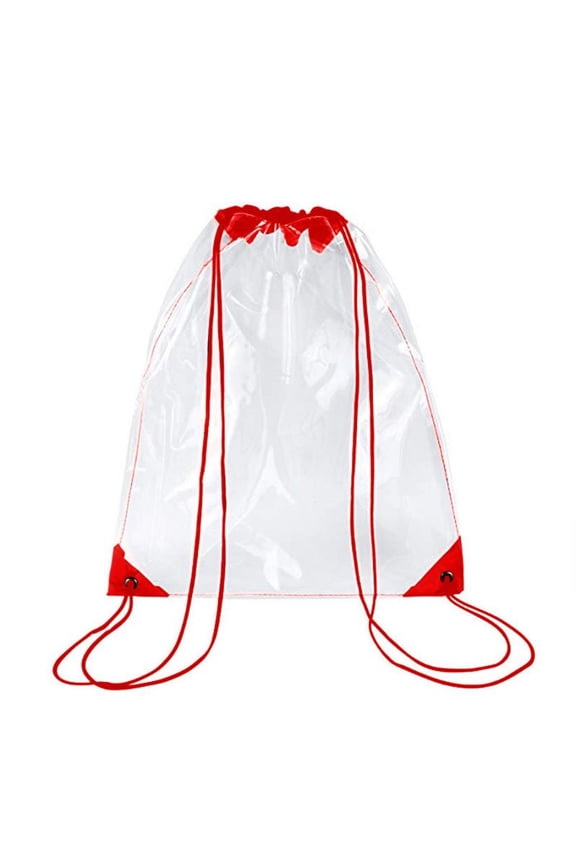 Adjustable New Transparent Drawstring Backpack with Cinch Sack School Tote Gym Bag 43cm by Typpkmm