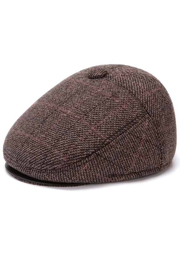Adjustable Newsboy Hats for Men Flat Cap Irish Cabbie Tweed Light Brown