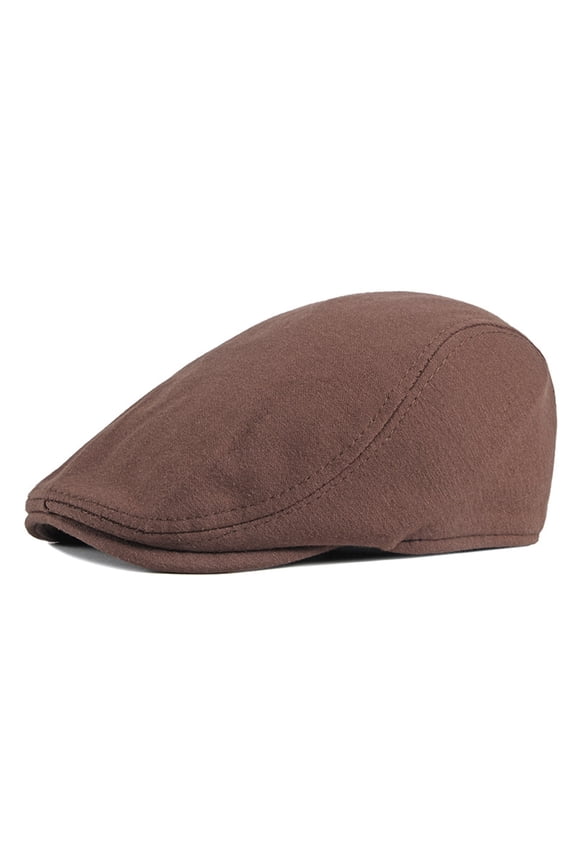 Adjustable Newsboy Hats for Men Flat Cap Men Light Cap Solid Knitted Flat Roof Front Hat British Ancients Beret Hat Coffee