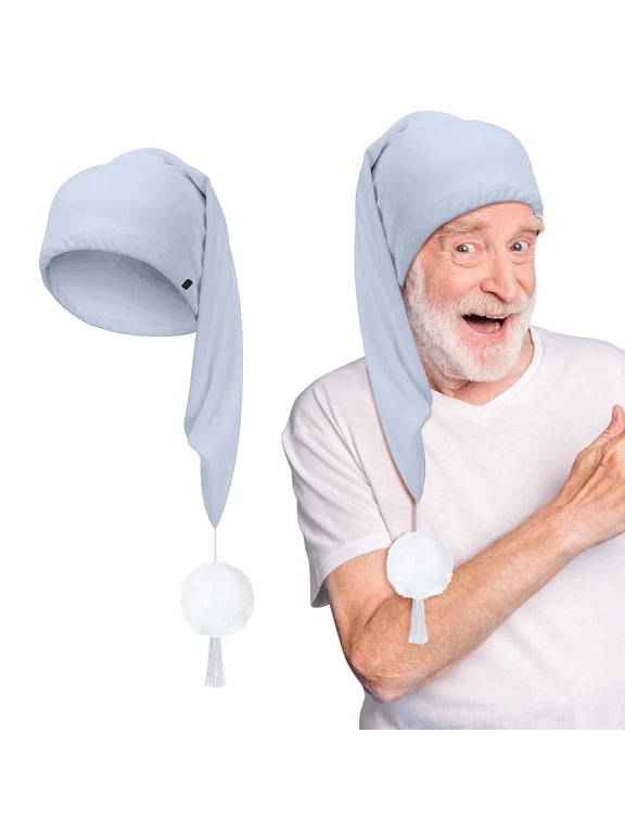 Adjustable Night Sleeping Cap with Pom Ball, Sleep Hat for Daily Christmas Party Supplies, Protect Hair, Soft Breathable