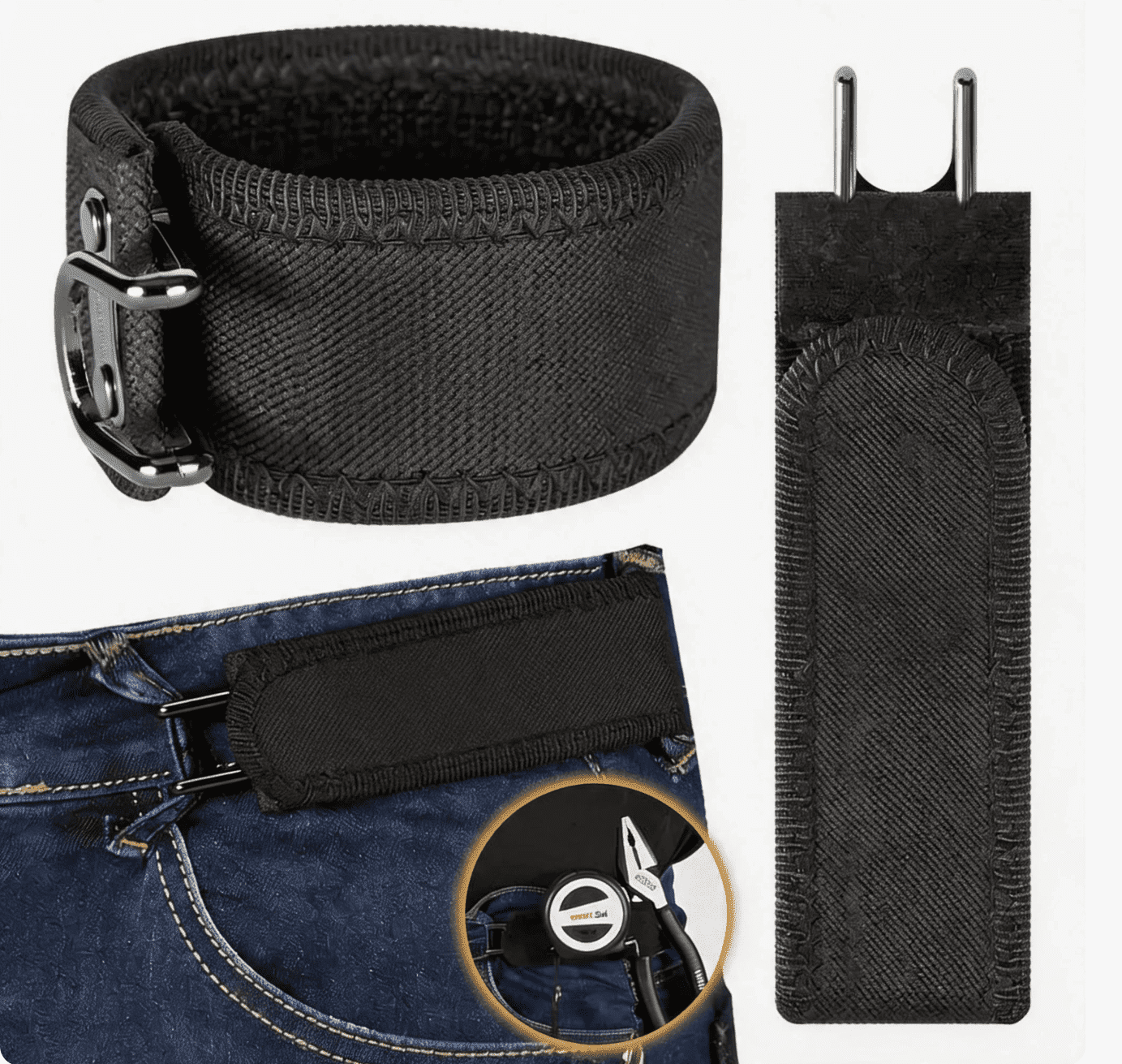 Adjustable No Buckle Side Belt Loop Strap with Hook and Loop