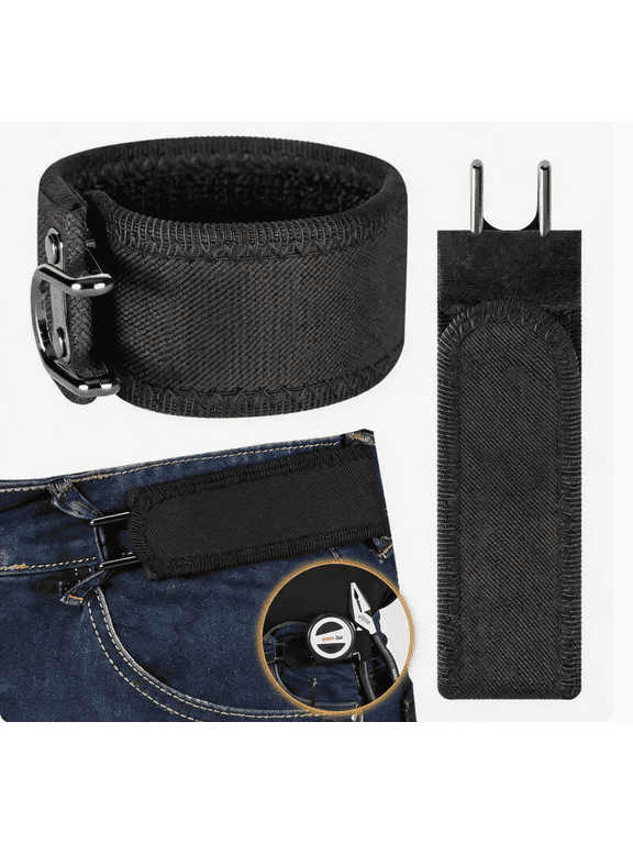 Adjustable No Buckle Side Belt Loop Strap with Hook and Loop Closure Black2 Piece