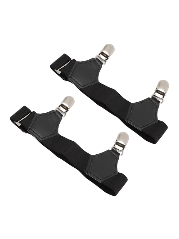 Adjustable Non-Slip Sock Garters with Stainless Steel Double Duckbill Clips, Elastic Sock Suspenders for Men and Women, Firmly Bite and Prevent Sliding, Keep Socks Neat, 10 inches / 25.4 cm