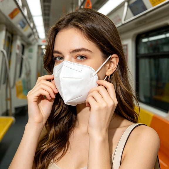 Adjustable Nosepiece Face Mask , Elastic Band Breathable & Allergy,Free Comfortable Protection for Home, Office, School White