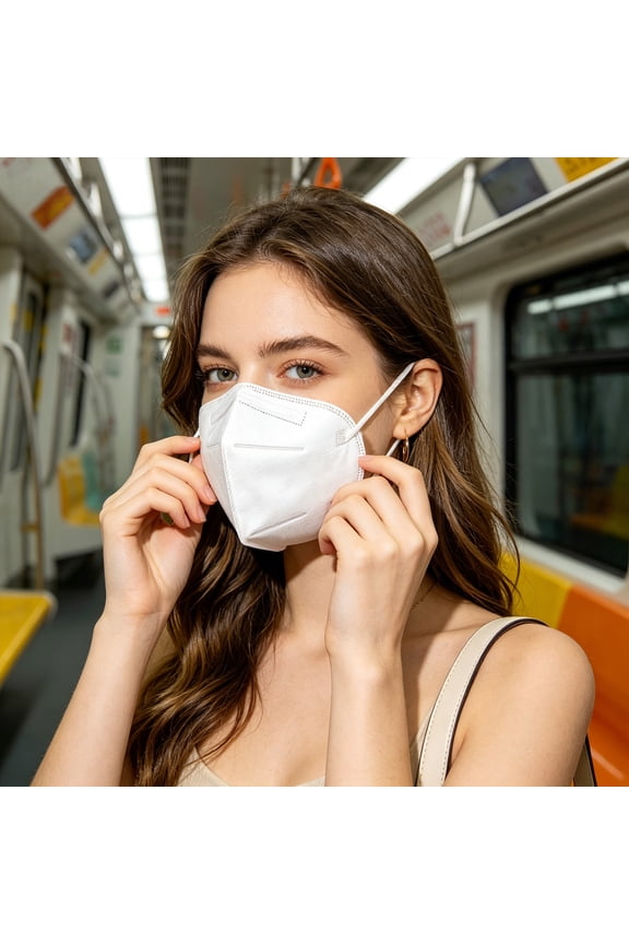 Adjustable Nosepiece Face Mask , Elastic Band Breathable & Allergy,Free Comfortable Protection for Home, Office, School White