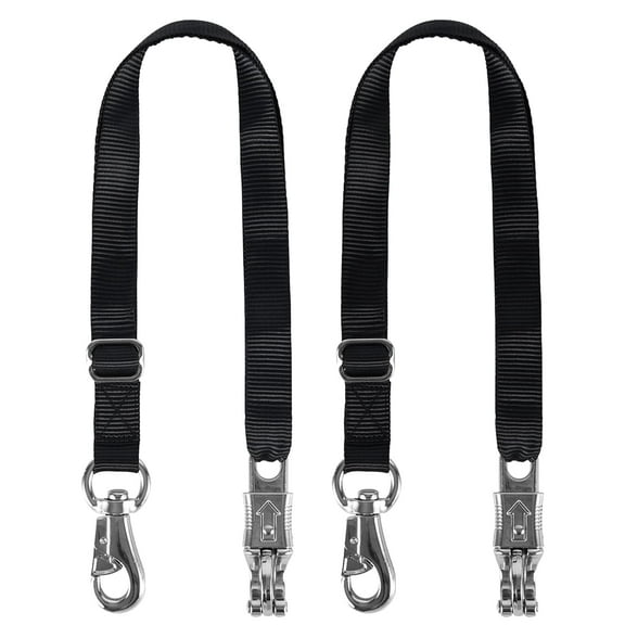 Cross Ties for Horse,Heavy Duty Nylon Horse Trailer Tie with Strong Panic Snap and Bull Snap,Adjustable Length from 48" to 86",Professional Horse Supplies (Black)