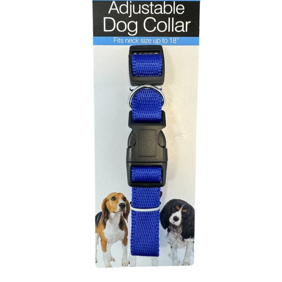 Adjustable Nylon Dog Collar with Side Squeeze Quick Release – Durable, Comfortable, Fits Neck Sizes Up to 18", Blue
