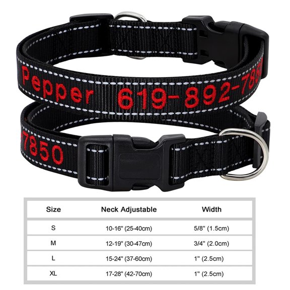 Adjustable Nylon Embroidered Dog Collar Custom ID Name Accessories Pet Collars For Small Medium Large Dogs Pets Supplies Perro