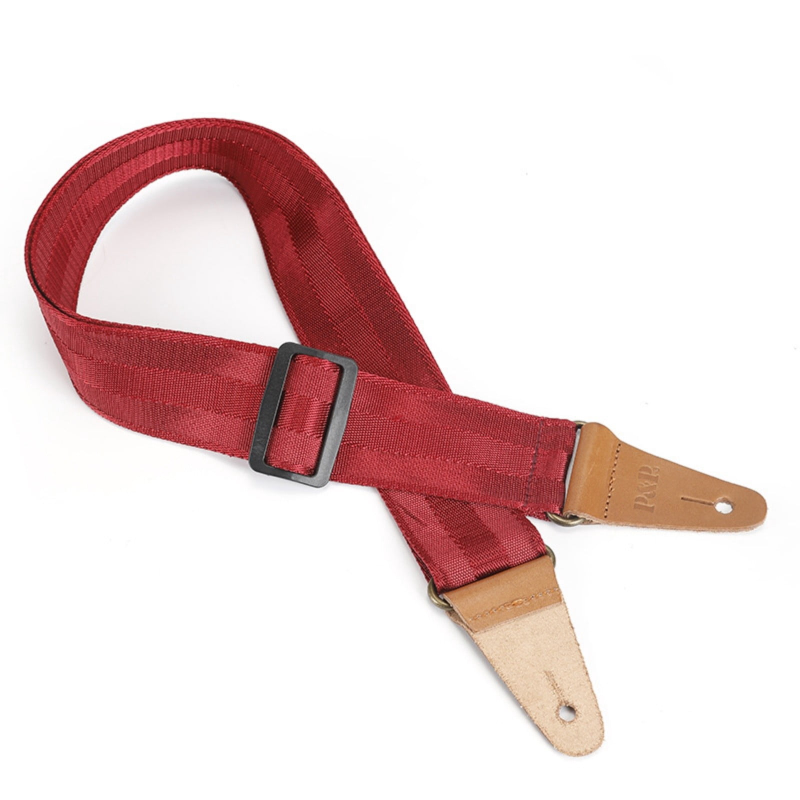 Adjustable Nylon Guitar Strap with Leather Ends for Acoustic Electric Bass & Ukulele, Solid Color Shoulder Strap