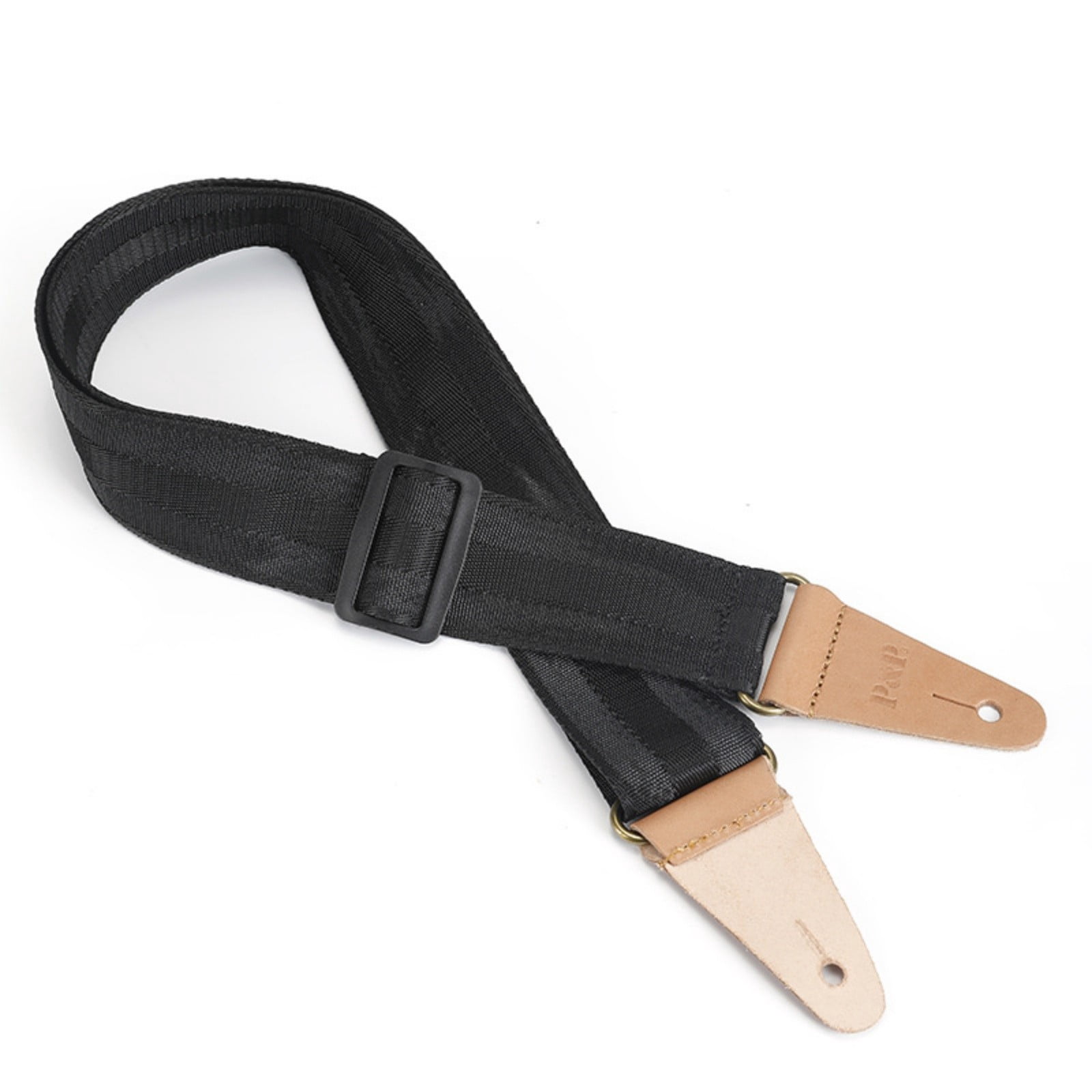 Adjustable Nylon Guitar Strap with Leather Ends for Acoustic Electric Bass & Ukulele, Solid Color Shoulder Strap