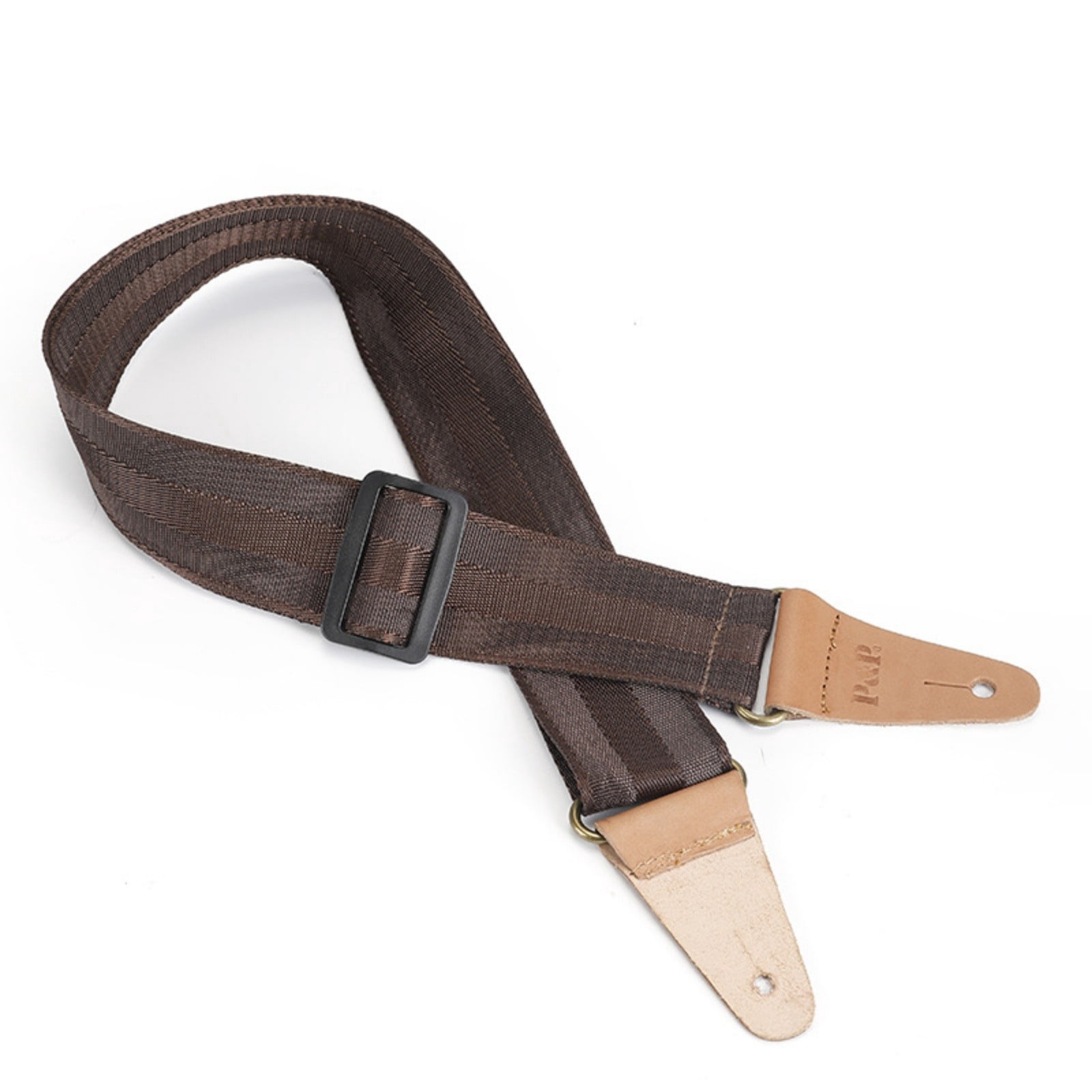 Adjustable Nylon Guitar Strap with Leather Ends for Acoustic Electric Bass & Ukulele, Solid Color Shoulder Strap