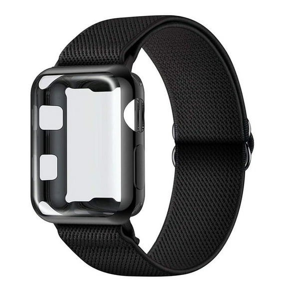 Adjustable Nylon Strap+Case For Apple Watch Band 45mm 41mm 44mm 40mm 42mm 38mm,Solo Loop Nylon Women Men Wristbands Straps +screen protector series 7 6 5 4 3 2 1 SE