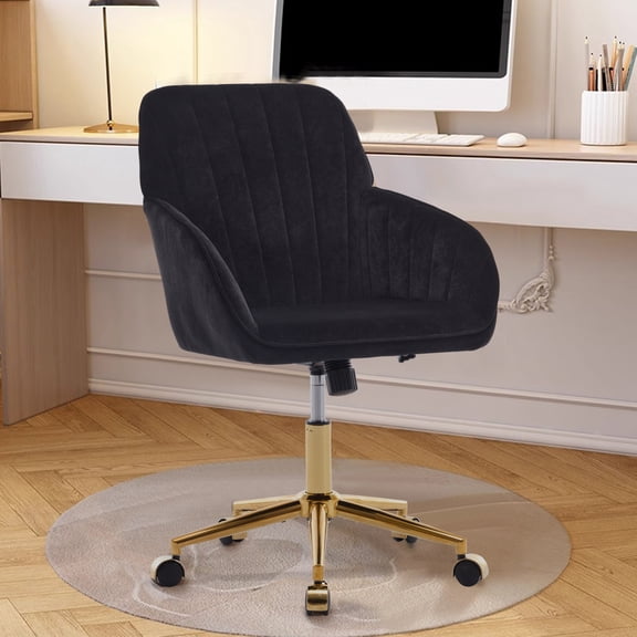 Adjustable Office Chair, Home Bedroom, Ergonomic Swivel Chair, Velvet Cushion, Comfort for Long Sitting