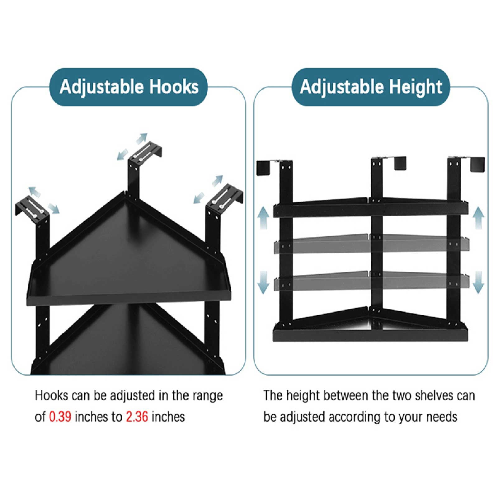 Adjustable Office Cubicle Corner Shelf - Stackable Organizer with Hooks ...