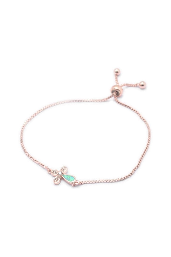 Adjustable Opal Bracelets Slider Zirconia Plated Flower Cross Aquamarine P514