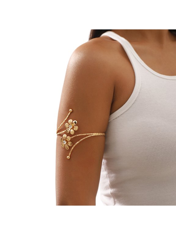 Adjustable Open Armband Upper Arm Bracelet Flower/ Pendant Arm Cuff Bangle Fashionable Jewelry for Women