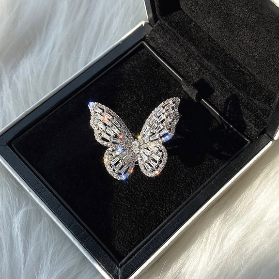 Adjustable Open Butterfly Ring: Dignified Hollow Design, Alloy Metal, European American Style Fashion Jewelry for Women