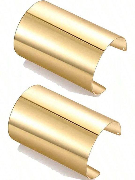 Adjustable Open Cuff Bangle Bracelet Set In Goldtone C:2C