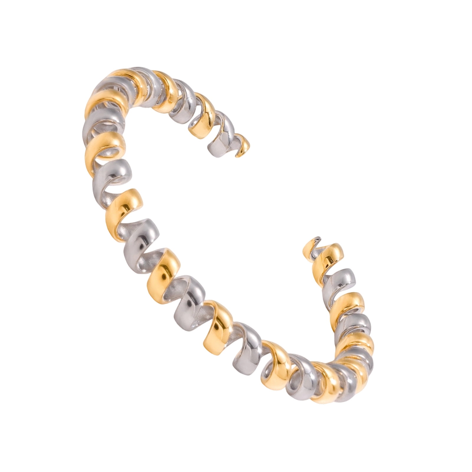 Adjustable Open Cuff Bangle Spring Coiled Design Stainless Steel ...