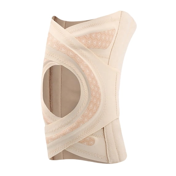 Adjustable Open Knee Brace Breathable Non- Knee Support with Compression Straps Knee Stabilizer for Running Workout Beige M