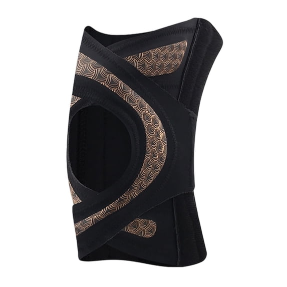Adjustable Open Knee Brace Breathable Non- Knee Support with Compression Straps Knee Stabilizer for Running Workout Black XXL