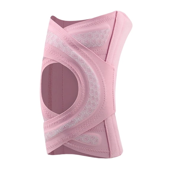 Adjustable Open Knee Brace Breathable Non- Knee Support with Compression Straps Knee Stabilizer for Running Workout Pink L