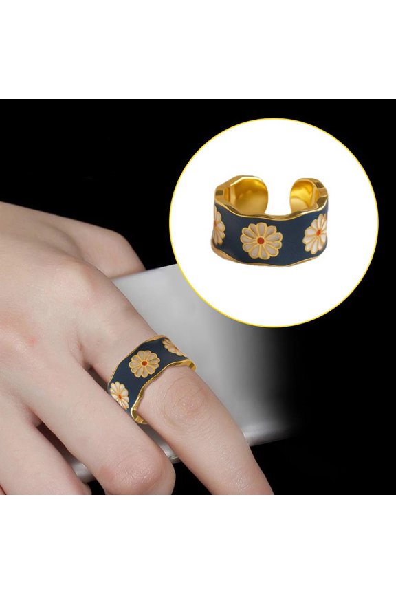 Adjustable Open Ring Daisy Flower Ring Unisex Ring Gift for Lovers