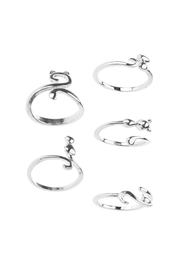 Adjustable Open Rings for Women Lovely Long Tail Finger Rings Knitting Crocheting Joint Rings Jewelry Accessories