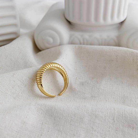 Adjustable Open Wave Pattern Ring, 925 Sterling Silver, Geometric Design, French Style, Womens Jewelry, Gift for Holiday