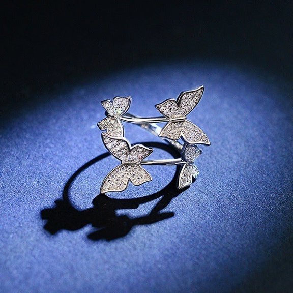 Adjustable Butterfly Ring for Women Bowknot Alloy Fashion Wedding Ring Individually Packed Rose Gold Gold Silver