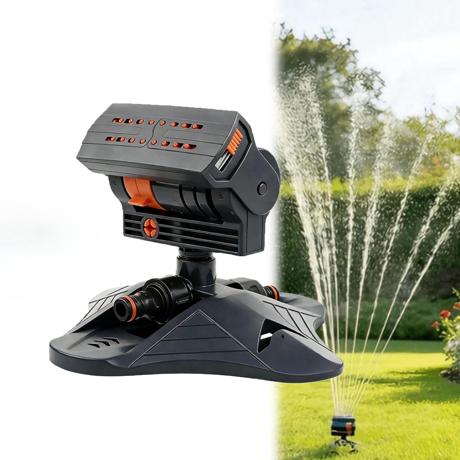 Adjustable Oscillating Sprinkler with Wide Coverage – 16‑Nozzle Lawn Sprinkler with Dual‑Zone Water Timer, 4 Modes, for Yard & Garden