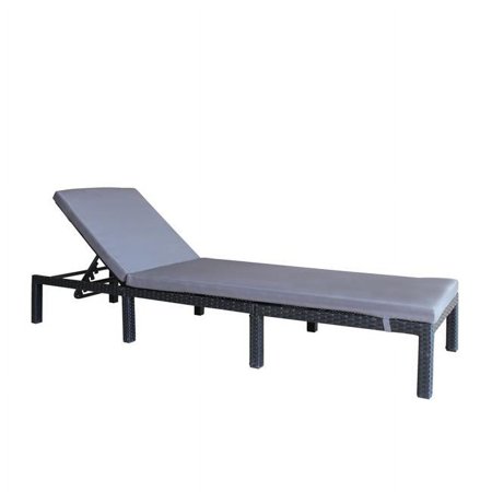 Adjustable Outdoor Chaise Lounge Chair Recliner Patio Furniture with Cushions, Black - 23.6 x 14.6 x 76.75 in.