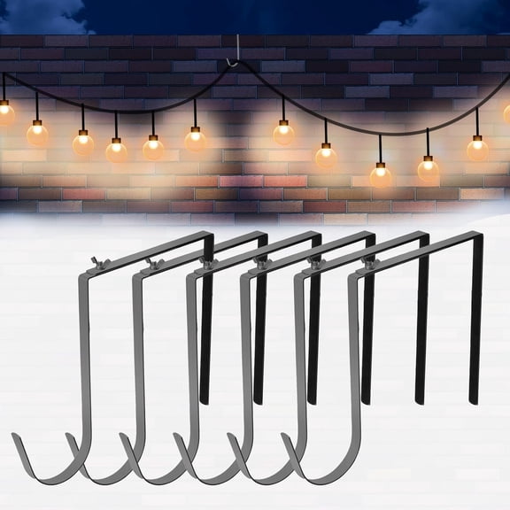 Adjustable Outdoor Light String Hooks for 6-11 inch Concrete Cinder Block Wall and Fences,6 Pcs Metal No Drill String Light Hangers,Outside Hanging Rope Lights Cable Cord Holders Organizer (6-11 in)