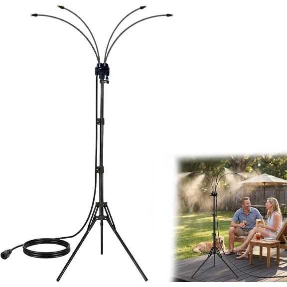 Adjustable Outdoor Misting Cooling System,Portable Misting System for Outside Patio,Standing Spray Atomizing Nozzle for Backyard, Pool, Tanning, BBQ,Sweltering Place (1pcs)