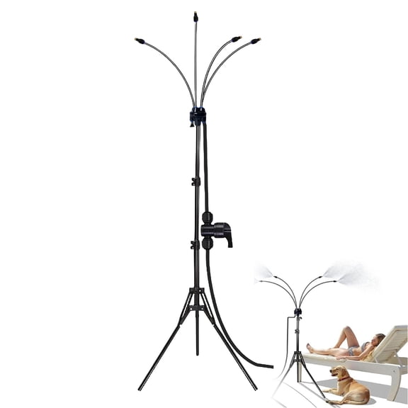 Adjustable Outdoor Misting Cooling System Portable Water Mister 2.6-5.3FT Standing Misters for Garden Backyard BBQ Pool Pet