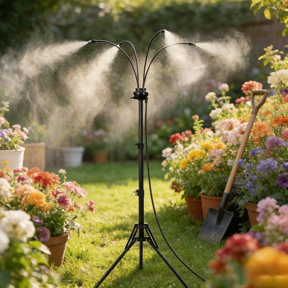 Adjustable Outdoor Misting Stand with 360° Spray Coverage Portable Cooling System for Patio Pool Garden Terrace