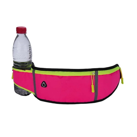 Adjustable Outdoor Sports Waist Pack with Water Bottle Holder and Reflective Strip, Large Capacity Water-Resistant Fanny Bag for Running, Hiking and Travel