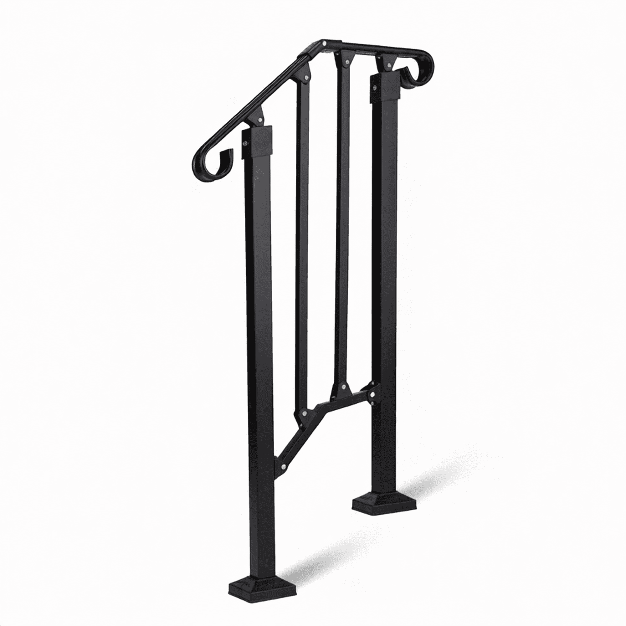Adjustable Outdoor Stair Handrail Kit, Matte Black Wrought Iron Safety ...