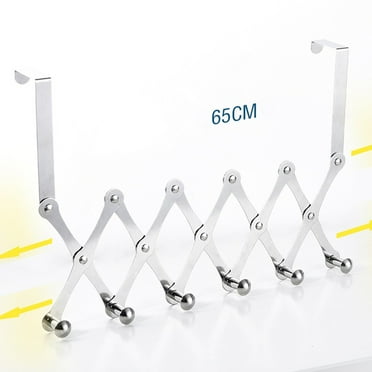 Adjustable Over Door Hooks Expandable Hanger Rack For Scarves And Bags,Silver